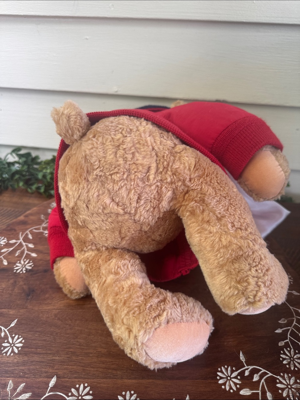 Vtg Lands' End Red Pilot Explorer Bear Plush - Picture 3 of 6